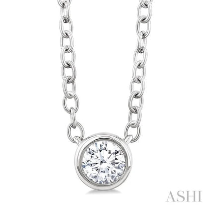 Round Shape Bezel Set Petite Diamond Fashion Pendant