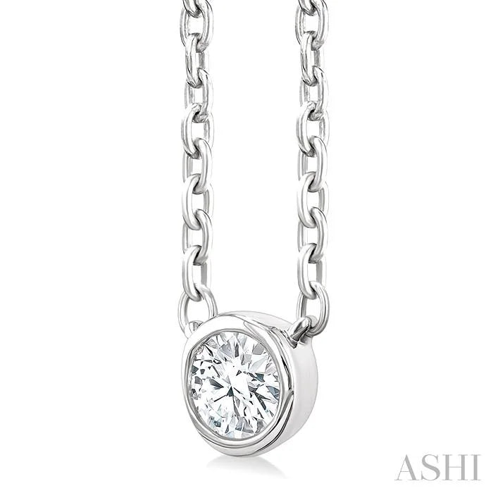 Round Shape Bezel Set Petite Diamond Fashion Pendant