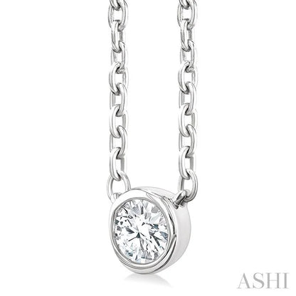 Round Shape Bezel Set Petite Diamond Fashion Pendant