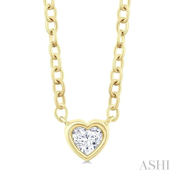 Heart Shape Bezel Set Petite Diamond Fashion Pendant