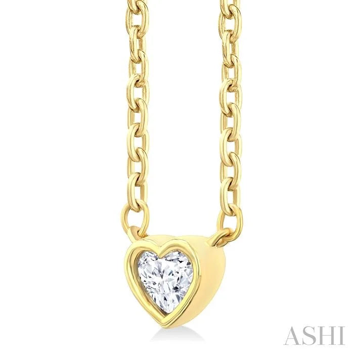 Heart Shape Bezel Set Petite Diamond Fashion Pendant