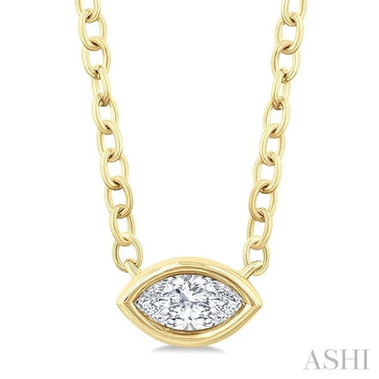 Marquise Shape East-West Bezel Set Petite Diamond Fashion Pendant
