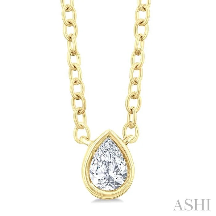 Pear Shape Bezel Set Petite Diamond Fashion Pendant