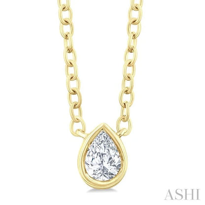 Pear Shape Bezel Set Petite Diamond Fashion Pendant