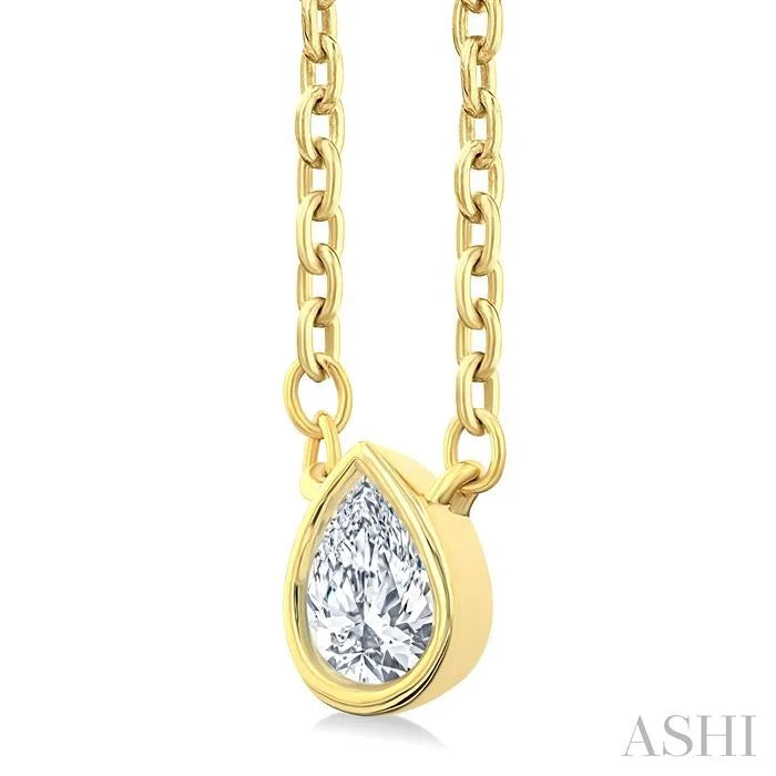 Pear Shape Bezel Set Petite Diamond Fashion Pendant