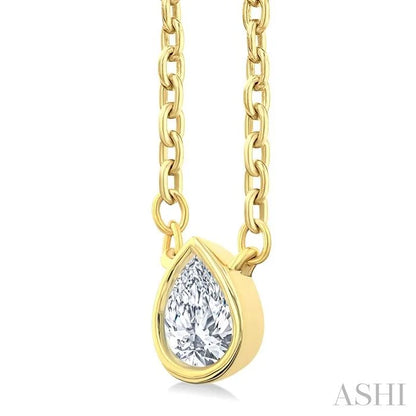 Pear Shape Bezel Set Petite Diamond Fashion Pendant