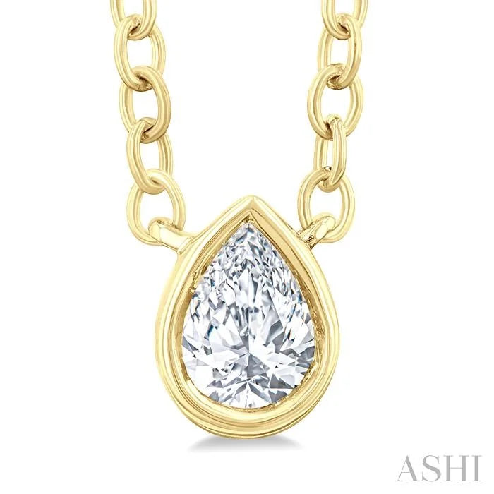 Pear Shape Bezel Set Petite Diamond Fashion Pendant