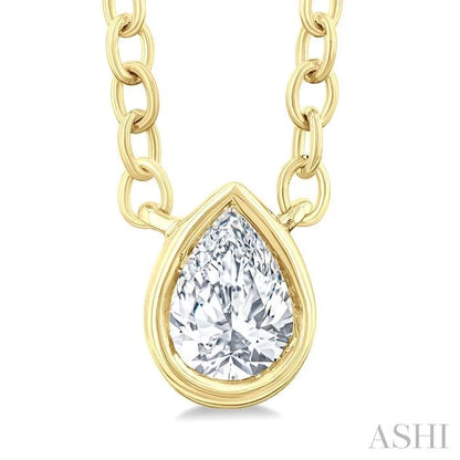 Pear Shape Bezel Set Petite Diamond Fashion Pendant
