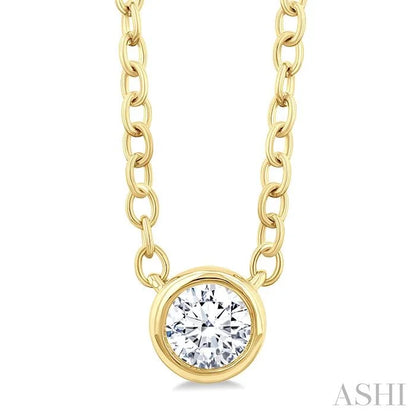 Round Shape Bezel Set Petite Diamond Fashion Pendant