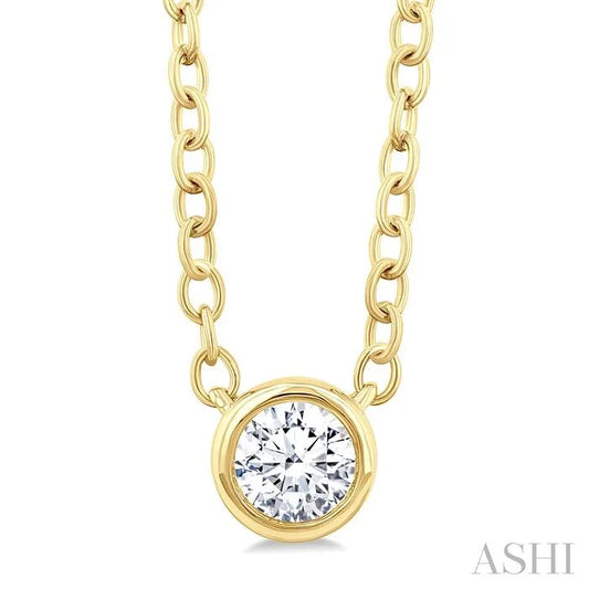 Round Shape Bezel Set Petite Diamond Fashion Pendant
