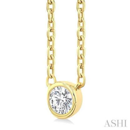 Round Shape Bezel Set Petite Diamond Fashion Pendant