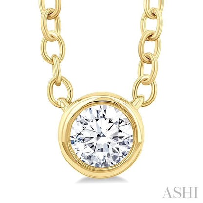 Round Shape Bezel Set Petite Diamond Fashion Pendant