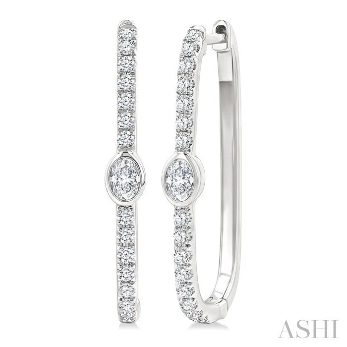 Oval Shape Diamond Fashion Hoop Earrings