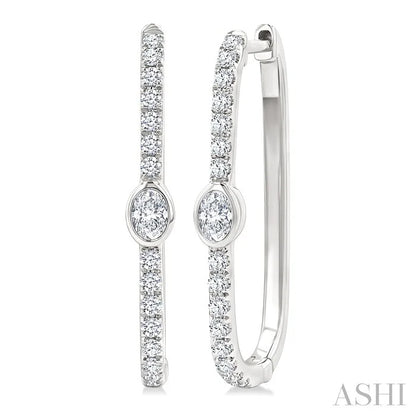 Oval Shape Diamond Fashion Hoop Earrings