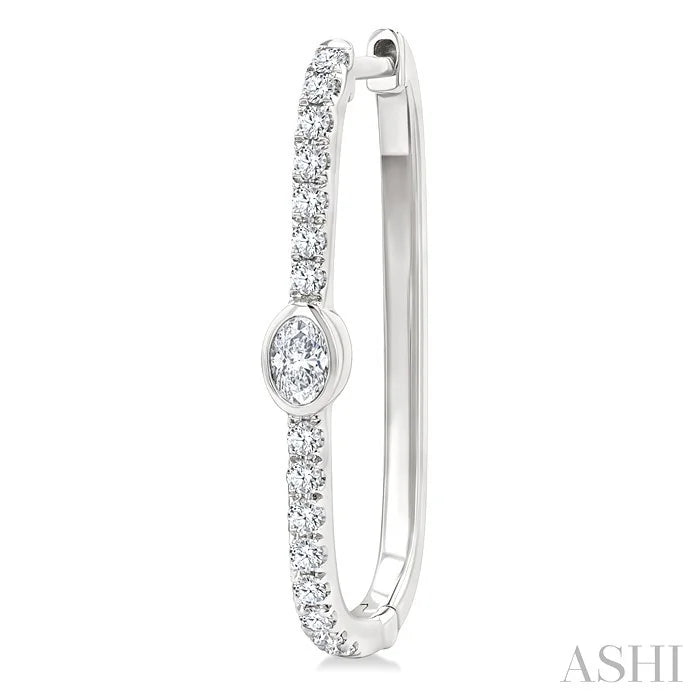 Oval Shape Diamond Fashion Hoop Earrings