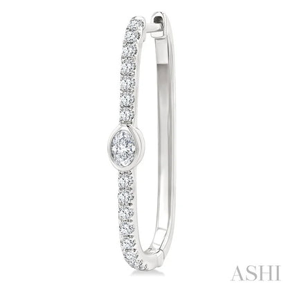 Oval Shape Diamond Fashion Hoop Earrings