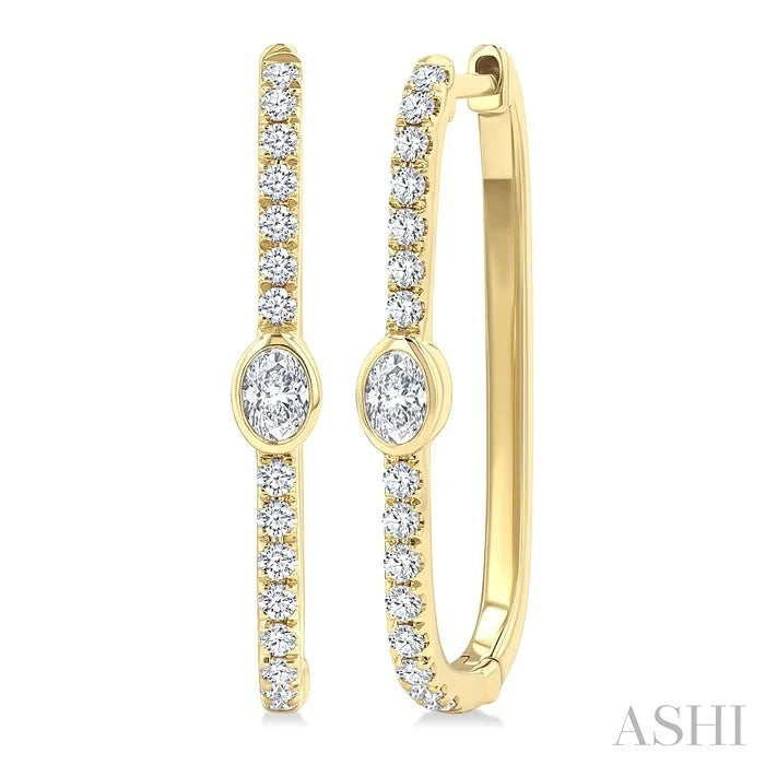 Oval Shape Diamond Fashion Hoop Earrings