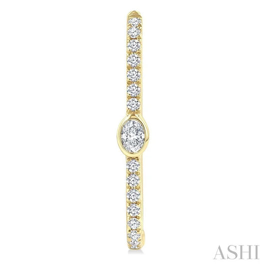 Oval Shape Diamond Fashion Hoop Earrings