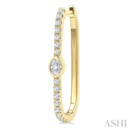 Oval Shape Diamond Fashion Hoop Earrings