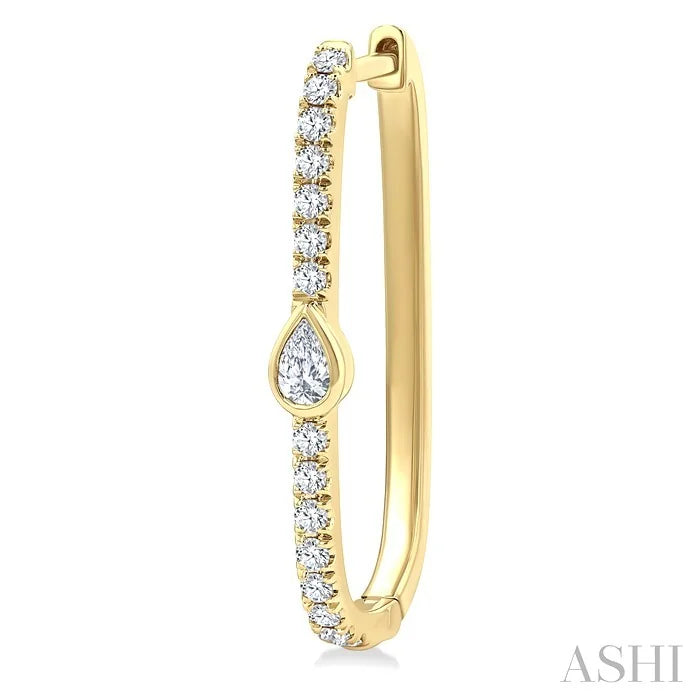 Pear Shape Diamond Fashion Hoop Earrings