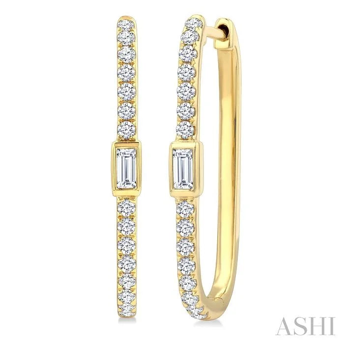 Rectangle Shape Diamond Fashion Hoop Earrings