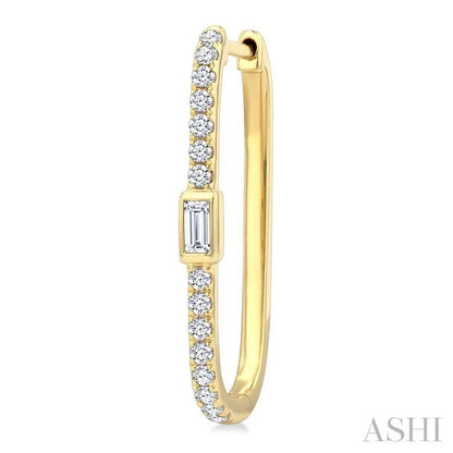 Rectangle Shape Diamond Fashion Hoop Earrings