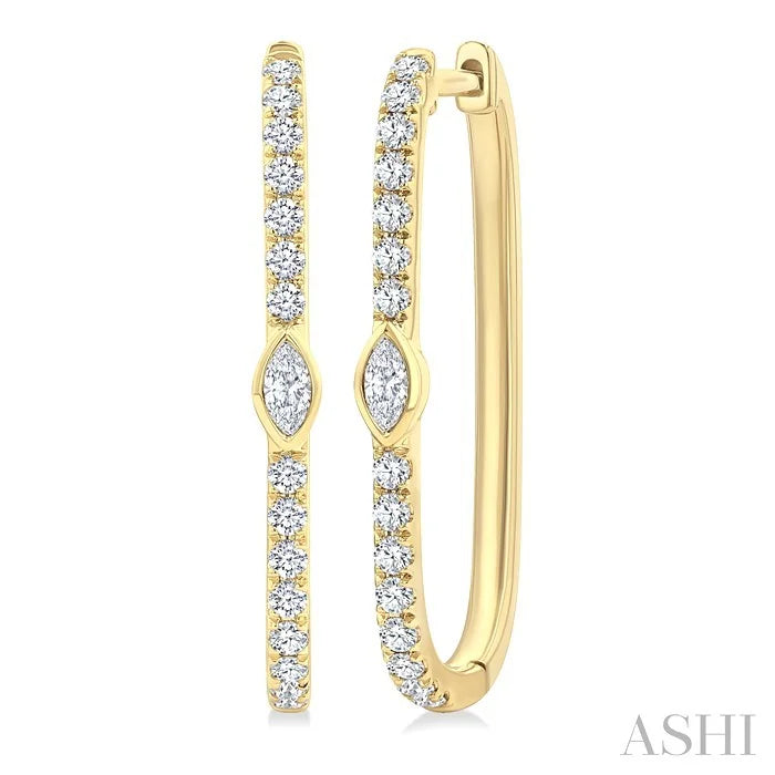 Marquise Shape Diamond Fashion Hoop Earrings
