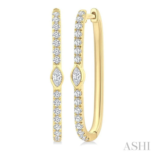 Marquise Shape Diamond Fashion Hoop Earrings