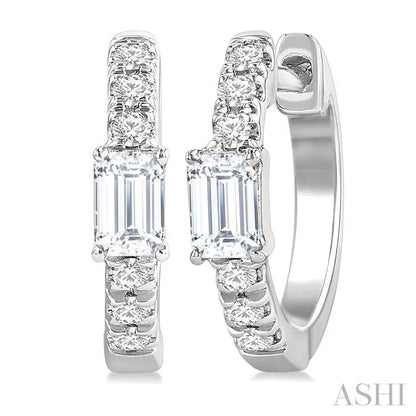 Emerald Shape Petite Diamond Fashion Huggie Earrings