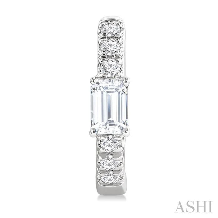 Emerald Shape Petite Diamond Fashion Huggie Earrings