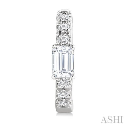 Emerald Shape Petite Diamond Fashion Huggie Earrings