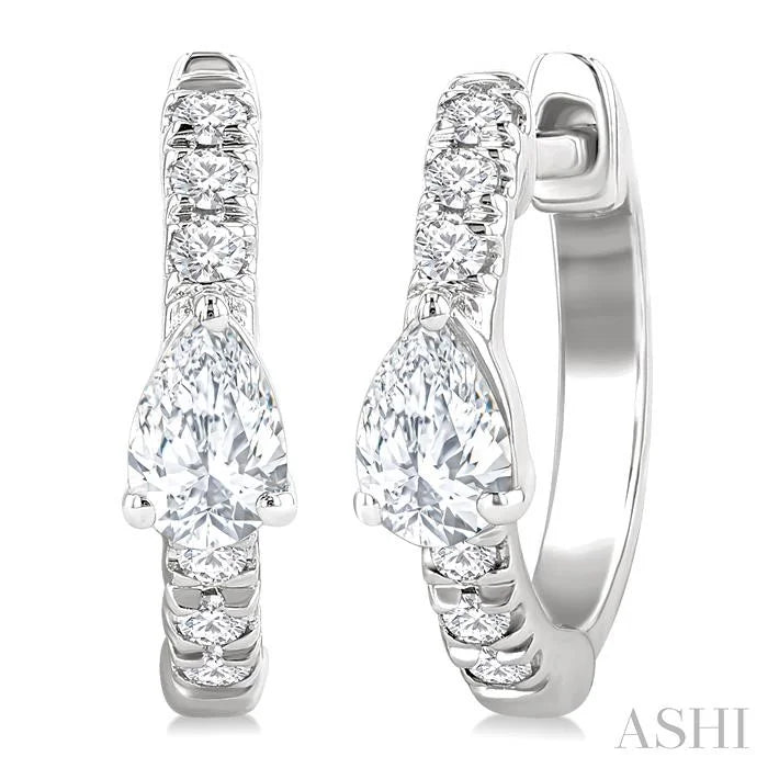 Pear Shape Petite Diamond Fashion Huggie Earrings