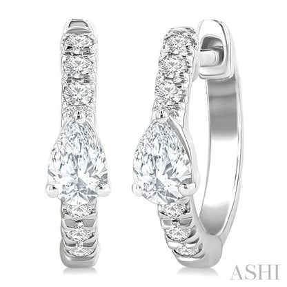 Pear Shape Petite Diamond Fashion Huggie Earrings
