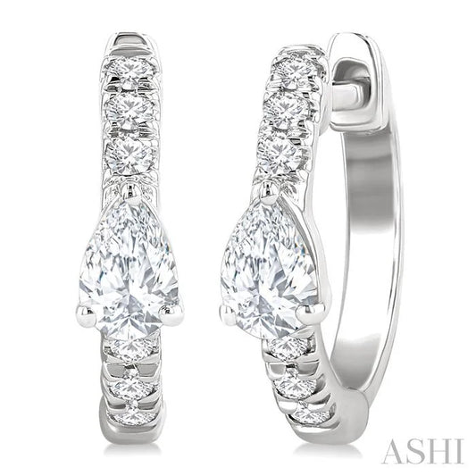 Pear Shape Petite Diamond Fashion Huggie Earrings