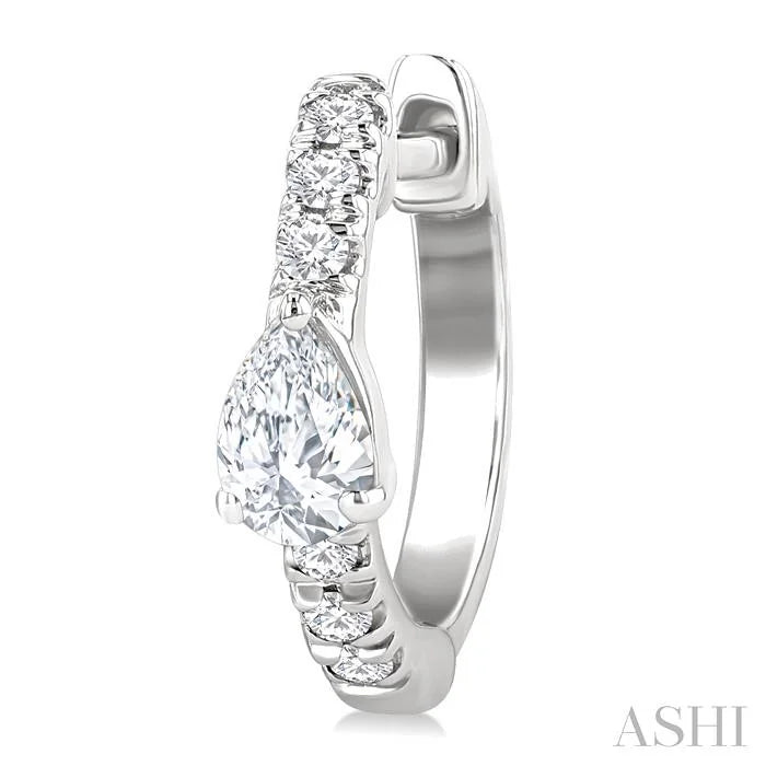 Pear Shape Petite Diamond Fashion Huggie Earrings