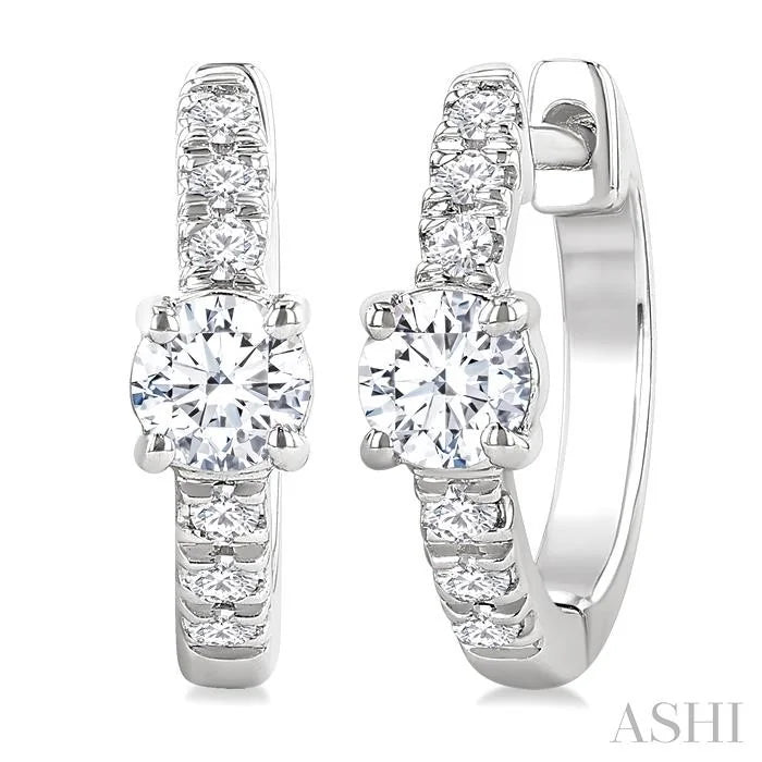 Round Shape Petite Diamond Fashion Huggie Earrings
