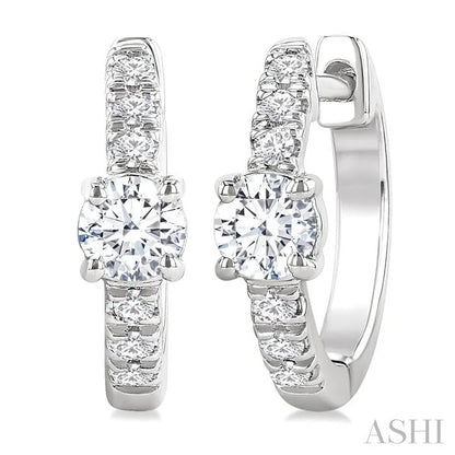Round Shape Petite Diamond Fashion Huggie Earrings