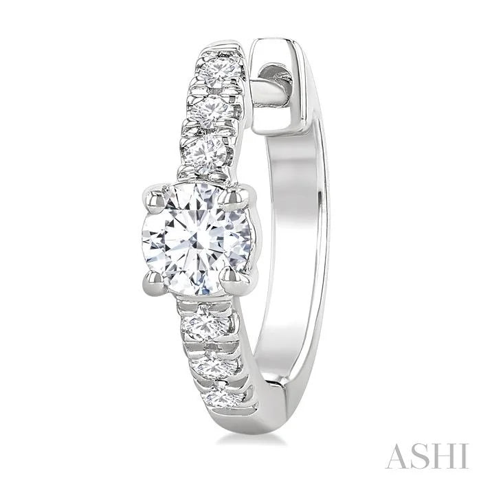 Round Shape Petite Diamond Fashion Huggie Earrings