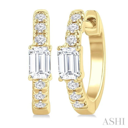 Emerald Shape Petite Diamond Fashion Huggie Earrings
