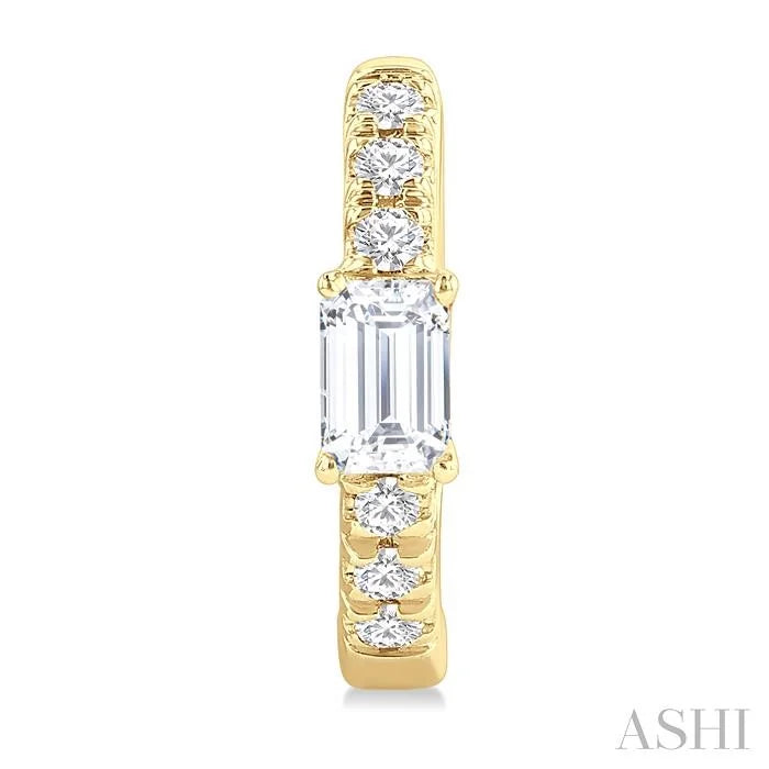 Emerald Shape Petite Diamond Fashion Huggie Earrings