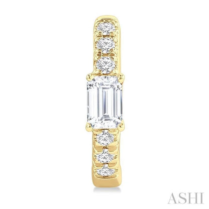Emerald Shape Petite Diamond Fashion Huggie Earrings
