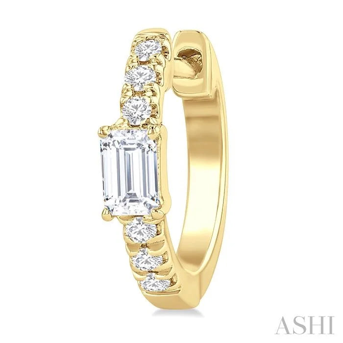 Emerald Shape Petite Diamond Fashion Huggie Earrings