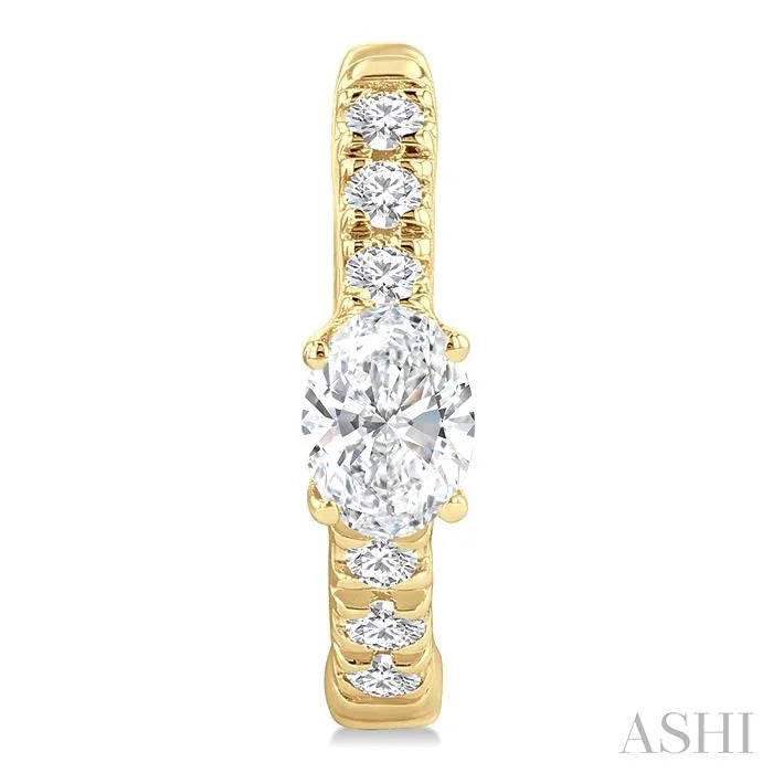 Oval Shape Petite Diamond Fashion Huggie Earrings