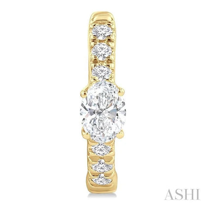 Oval Shape Petite Diamond Fashion Huggie Earrings