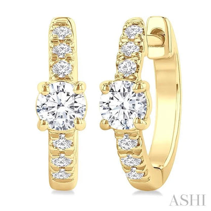 Round Shape Petite Diamond Fashion Huggie Earrings