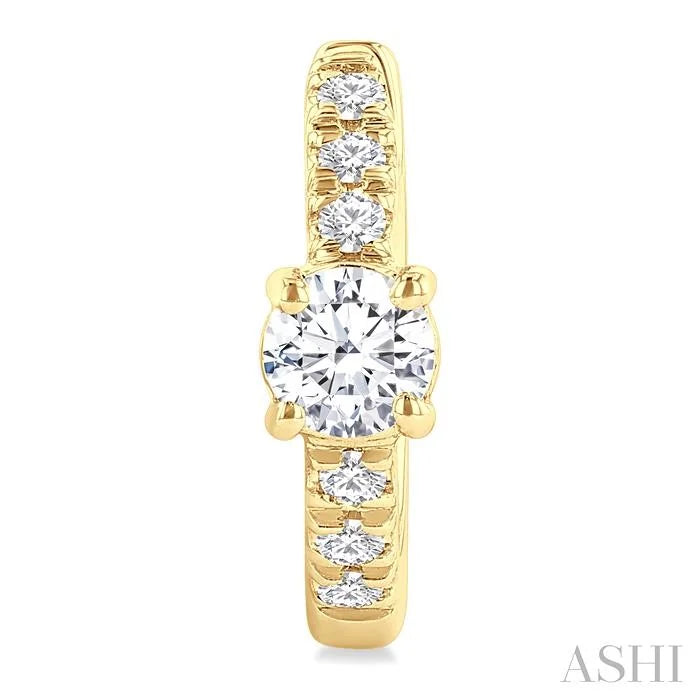 Round Shape Petite Diamond Fashion Huggie Earrings