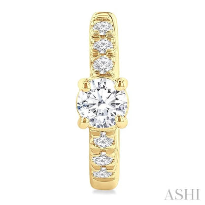 Round Shape Petite Diamond Fashion Huggie Earrings