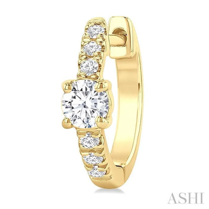 Round Shape Petite Diamond Fashion Huggie Earrings