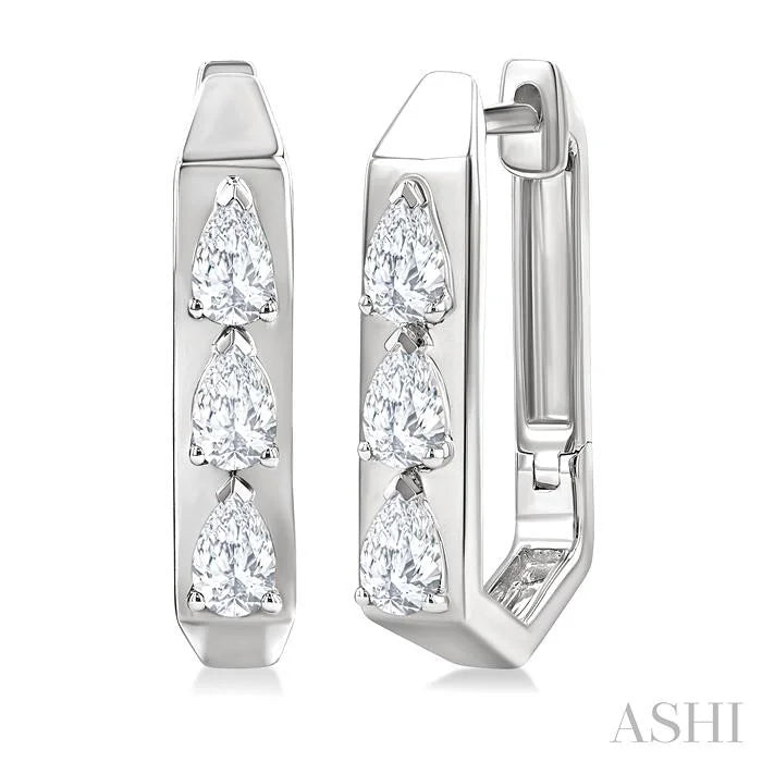 Pear Shape Diamond Hoop Earrings