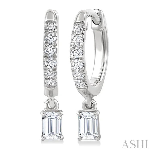 Emerald Shape Petite Diamond Fashion Huggie Earrings